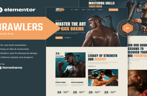 Brawlers - Martial Arts Elementor Template Kit 1.0