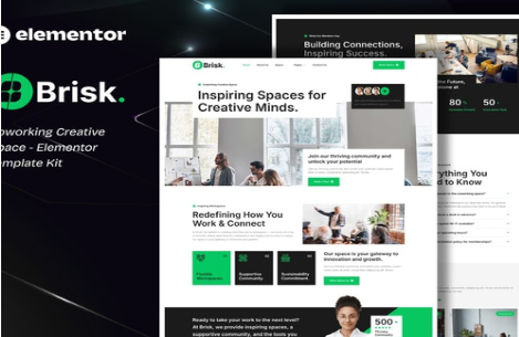 Brisk - Coworking Creative Space Elementor Template Kit 1.0