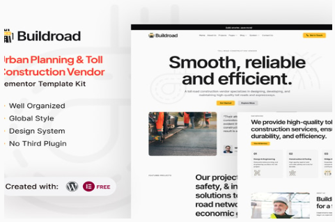 Buildroad - Urban Planning & Toll Contractor Elementor Template Kit 1.0