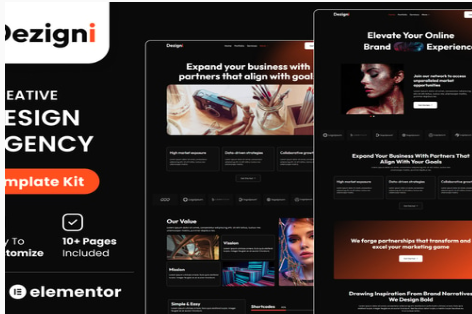 Dezigni - Creative Design Agency & Portfolio Elementor Template Kit 1.0