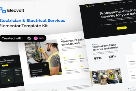 Elecvolt - Electrician & Electrical Services Elementor Template Kit 1.0