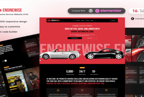 EngineWise - Automotive Service Elementor Template Kit 1.0