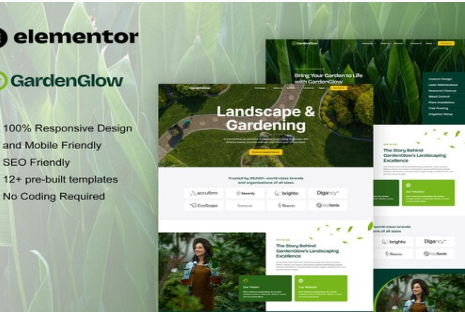GardenGlow - Gardening & Landscape Elementor Pro Template Kit 1.0