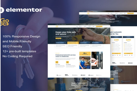 GoLock - Locksmith & Key Maker Service Elementor Pro Template Kit 1.0