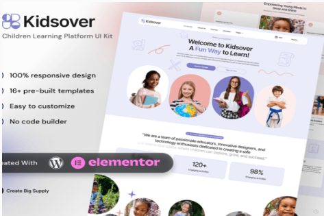 Kidsover- Children’s Learning Platform Elementor Template Kit 1.0