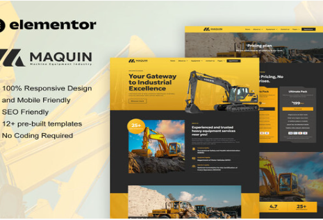 Maquin - Construction Equipment Rentals Elementor Pro Template Kit 1.0