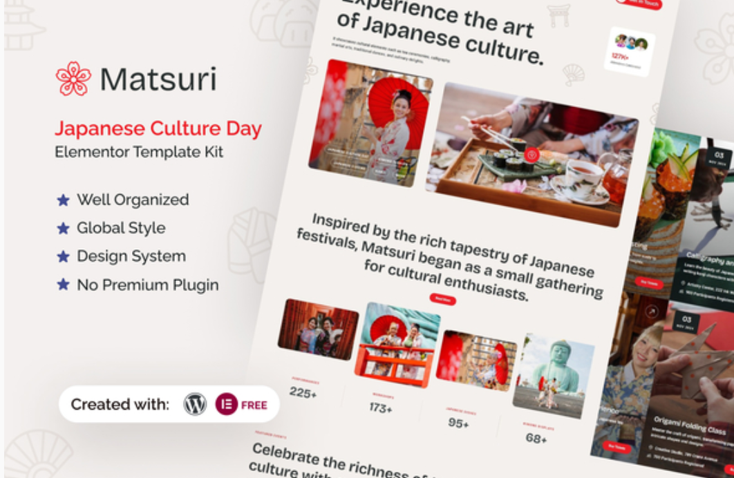 Matsuri - Japanese Culture Day Elementor Template Kit 1.0