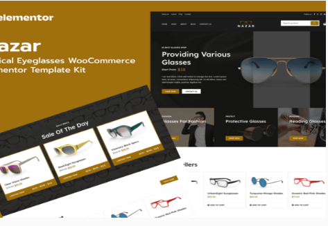Nazar - Optical Eyewear WooCommerce Store Elementor Pro Template Kit 1.0