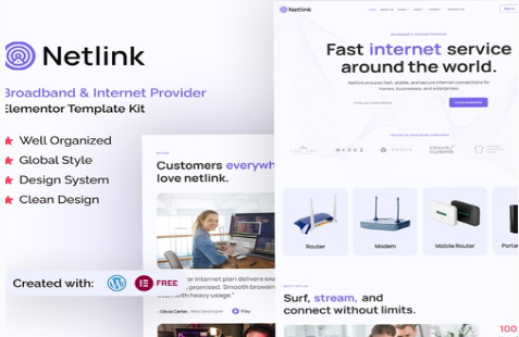 Netlink - Broadband & Internet Provider Elementor Template Kit 1.0