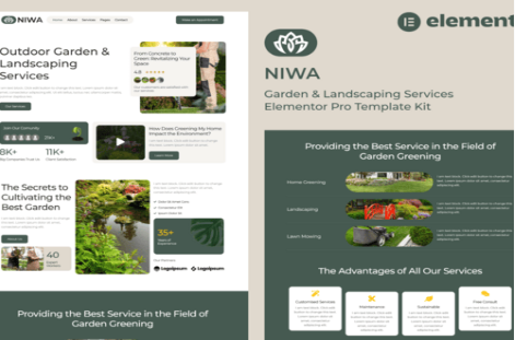 Niwa - Garden & Landscaping Services Elementor Pro Template Kit 1.0