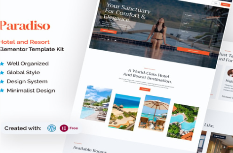 Paradiso - Hotel & Resort Elementor Template Kit 1.0