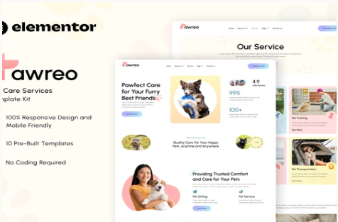 Pawreo - Pet Care Services Elementor Template Kit 1.0