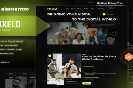 Pixelo - Digital Agency Elementor Template Kit 1.0