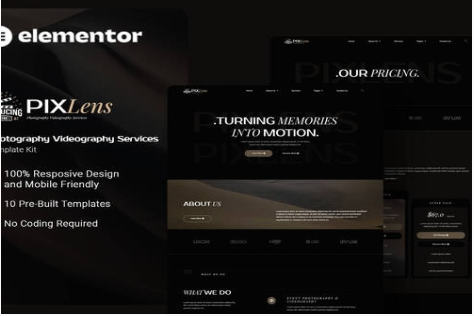 Pixlens - Photography Videography Services Elementor Template Kit 1.0