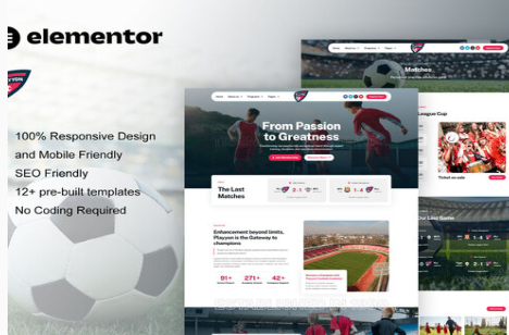 Playyon - Football Team & Sports Academy Elementor Pro Template Kit 1.0