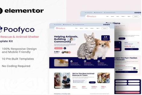 Poofyco - Pet Rescue & Animal Shelter Elementor Template Kit 1.0