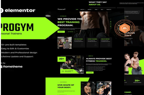Progym - Personal Trainers & Fitness Elementor Template Kit 1.0