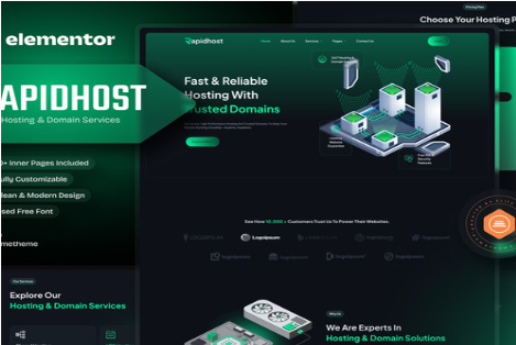 Rapidhost - Web Hosting & Domain Services Elementor Template Kit 1.0