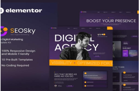 Seosky - Seo Digital Marketing Elementor Template Kit 1.0