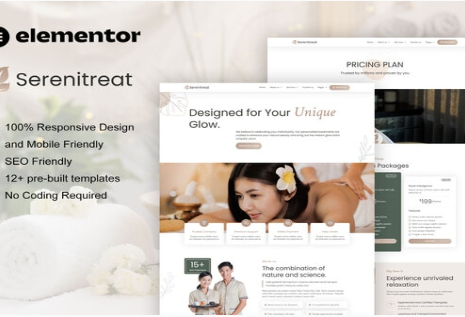SereniTreat - Spa & Beauty Care Elementor Pro Template Kit 1.0