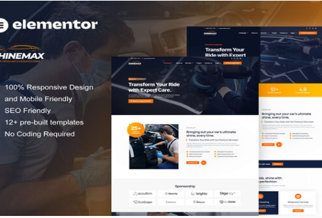 ShineMax - Car Detailing & Repair Services Elementor Pro Template Kit 1.0