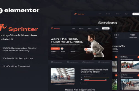Sprinter - Running Club & Marathon Elementor Template Kit 1.0