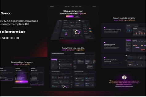 Synco - SaaS & Software Showcase Elementor Template Kit 1.0