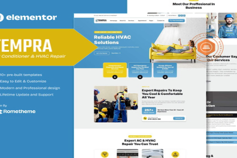 Tempra - Air Conditioner & HVAC Repair Elementor Template Kit 1.0