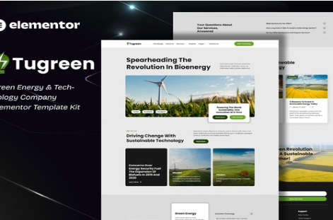 Tugreen - Green Energy & Technology Company Elementor Template Kit 1.0