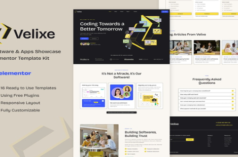 Velixe - Software & Apps Showcase Elementor Template Kit 1.0