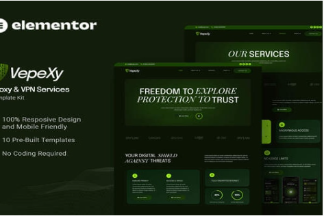 Vepexy - Proxy & VPN Services Elementor Template Kit 1.0
