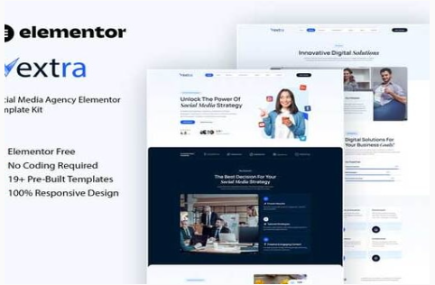 Vextra - Social Media Agency Elementor Template Kit 1.0