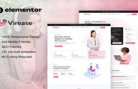 Virease - Virtual Assistant Service Elementor Pro Template Kit 1.0