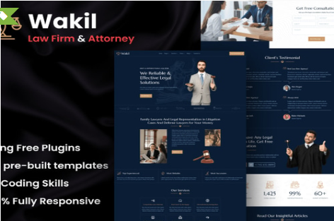 Wakil - Attorney Law Firm & Legal Services Elementor Template Kit 1.0