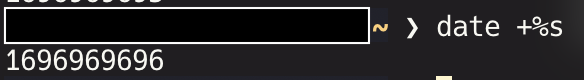 The unix timestamp from a couple minutes ago, showing 1696969696.