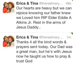 Twitter Message from Erica & Tina