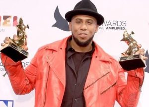 NASHVILLE, TN - OCTOBER 11: Anthony Brown poses with awards during the 2016 Dove Awards at Allen Arena, Lipscomb University on October 11, 2016 in Nashville, Tennessee. (Photo by Anna Webber/Getty Images for Dove Awards)