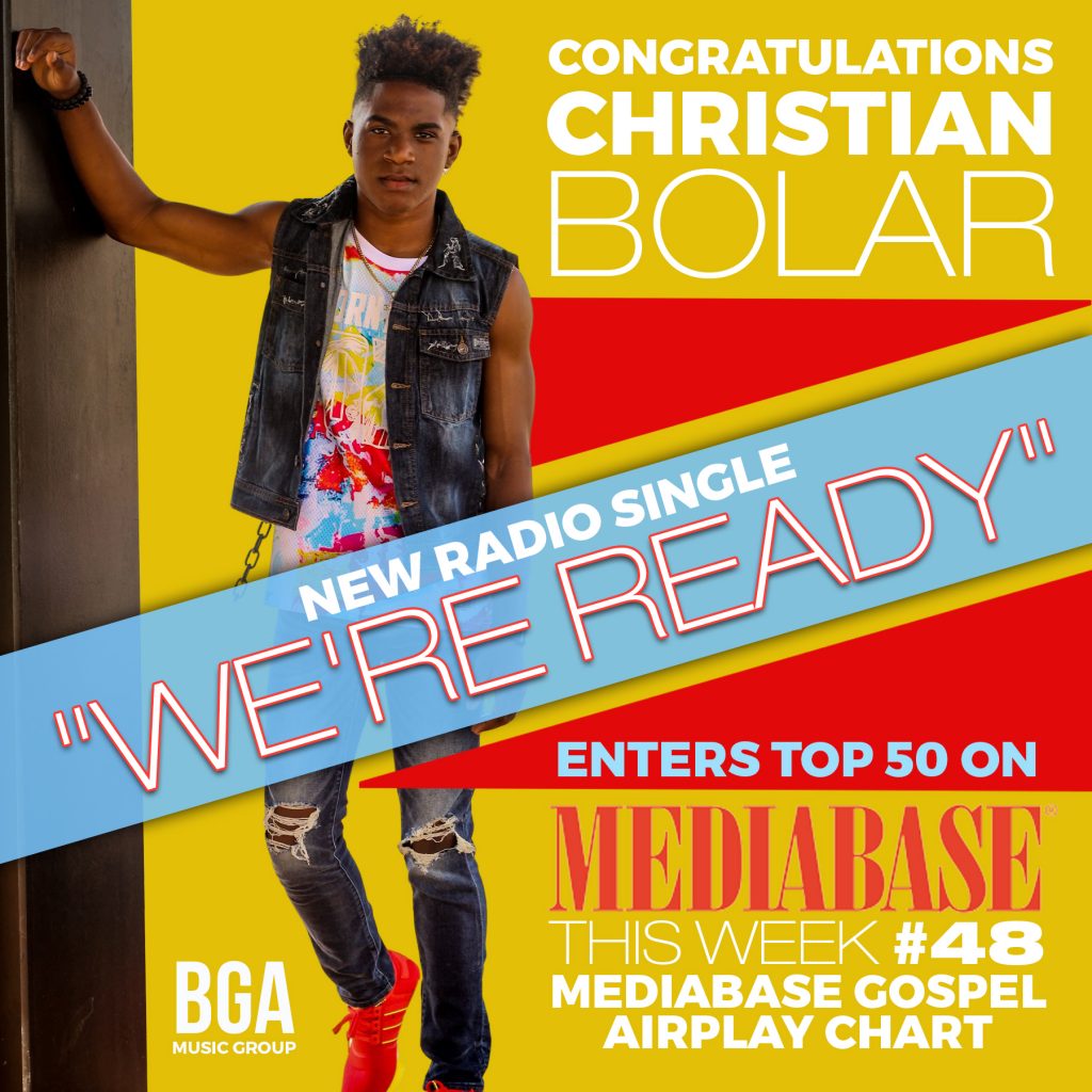 BGA Recording Artist Christian Bolar Hits Top 50 on MediaBase Gospel